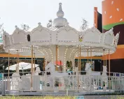 Luxury White Carousel Ride | 16 Seats Commercial Merry-Go-Round for Sale 10 Luxury White Carousel Ride with LED Lights for Amusement Parks