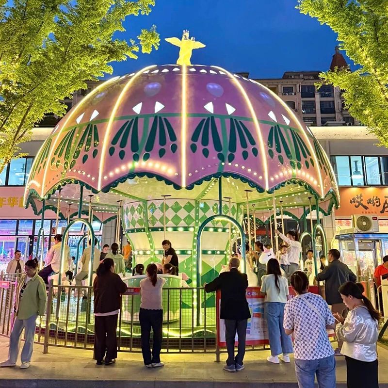 ellyfish Carousel Ride with Pink Dome Canopy for Amusement Parks