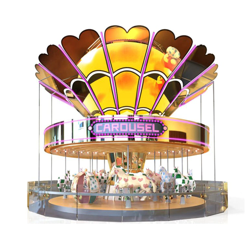 16 Seats Heart Carousel Ride with LED Lights for Amusement Parks