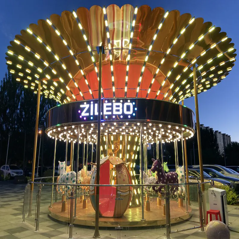 16 Seats Heart Carousel Ride with LED Lights for Amusement Parks
