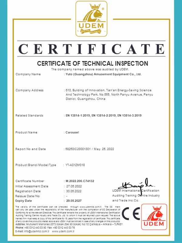 Yuto amusement carousel nb ce certificate